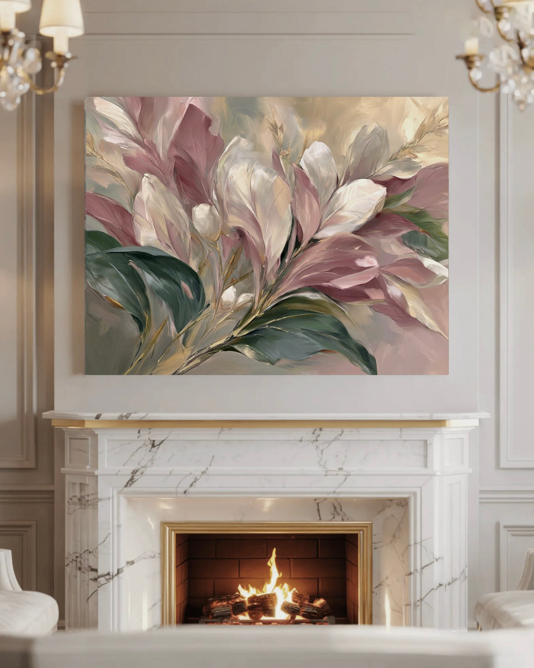 Golden Blush Petals - Premium Canvas Print Detail