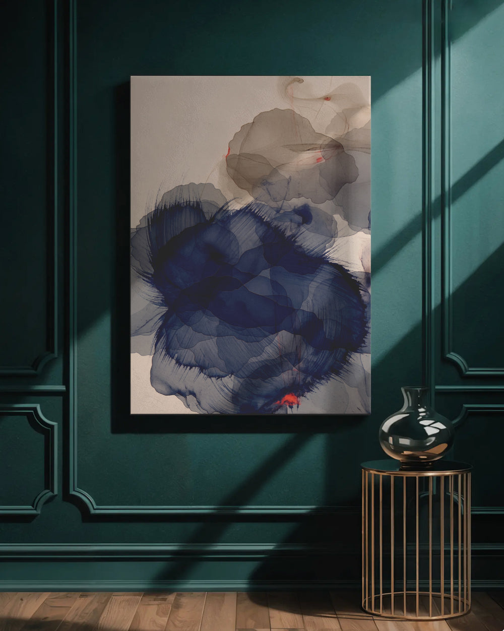 Indigo Layers in Stillness - Premium Canvas Print Detail