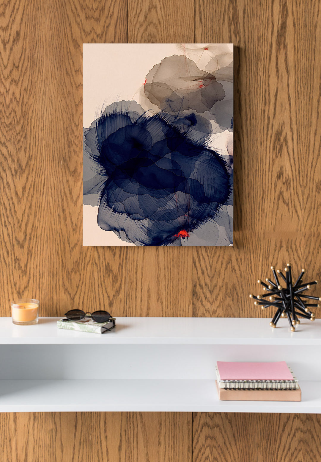 Indigo Layers in Stillness - Premium Canvas Print Detail