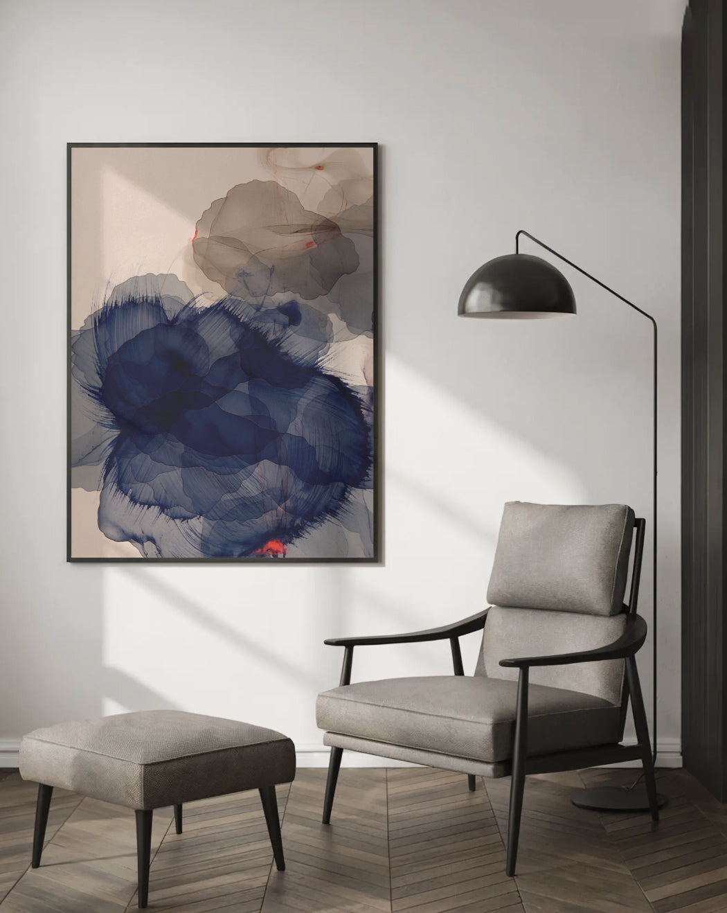 Indigo Layers in Stillness - Premium Canvas Print Detail
