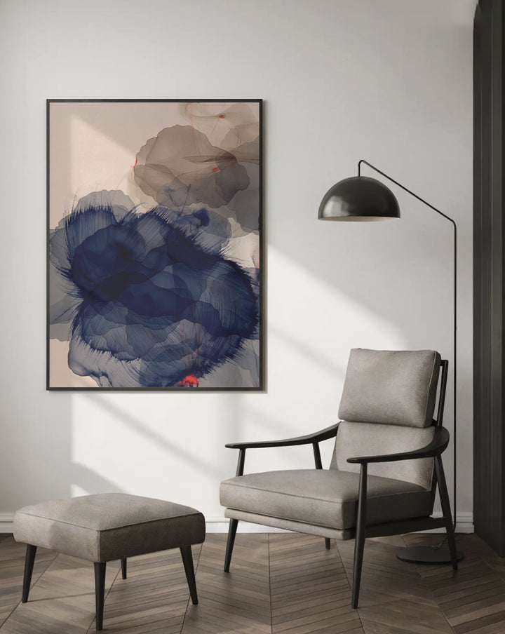 Indigo Layers in Stillness - Premium Canvas Print Detail