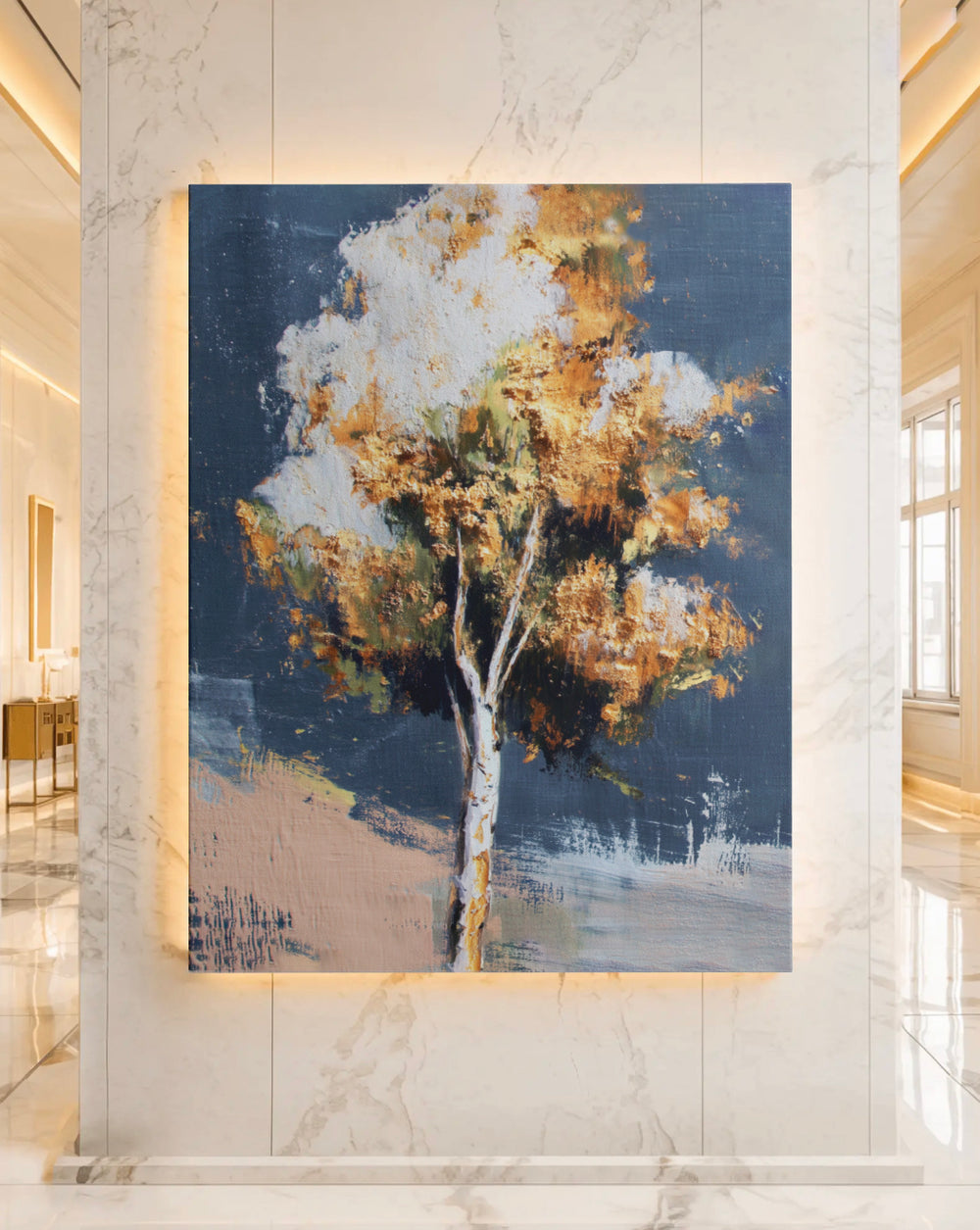 Twilight Tree Glow - Premium Canvas Print Detail