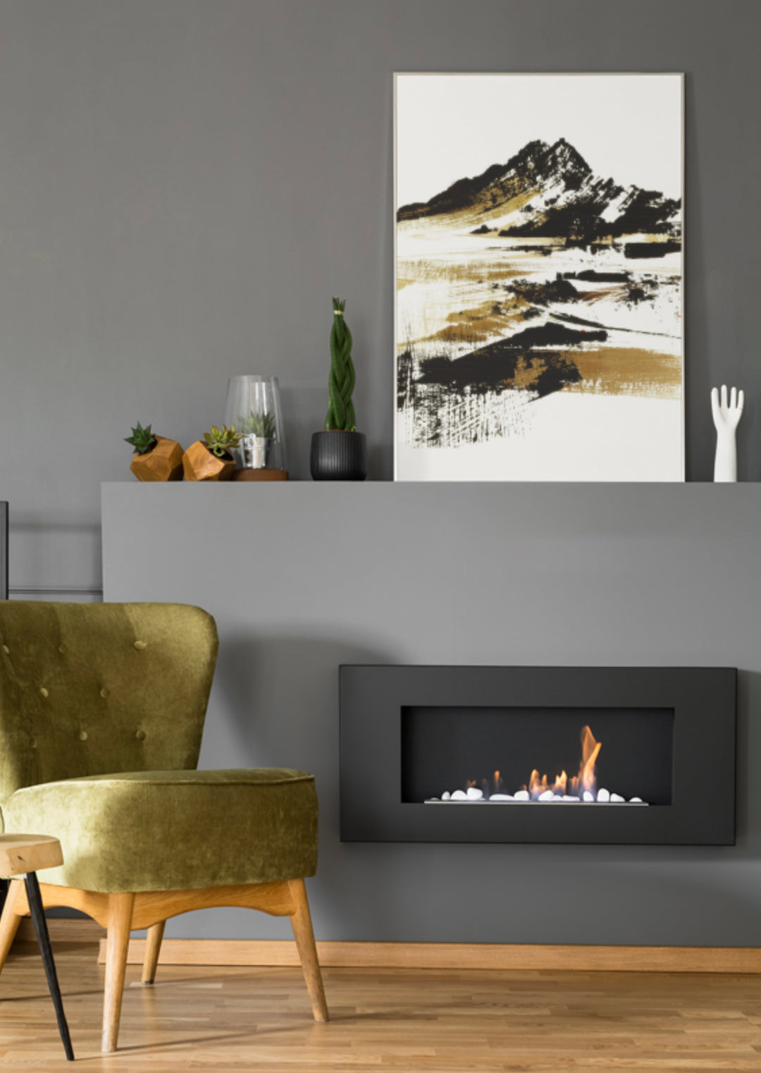 Mountain Ridge in Warm Earth - Premium Canvas Print Detail