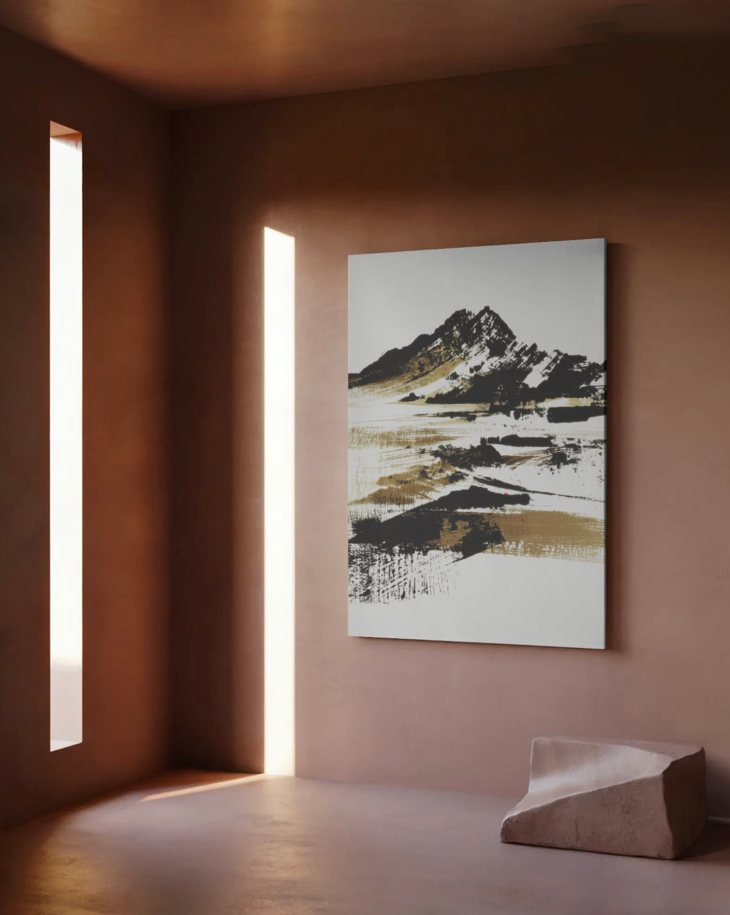Mountain Ridge in Warm Earth - Premium Canvas Print Detail