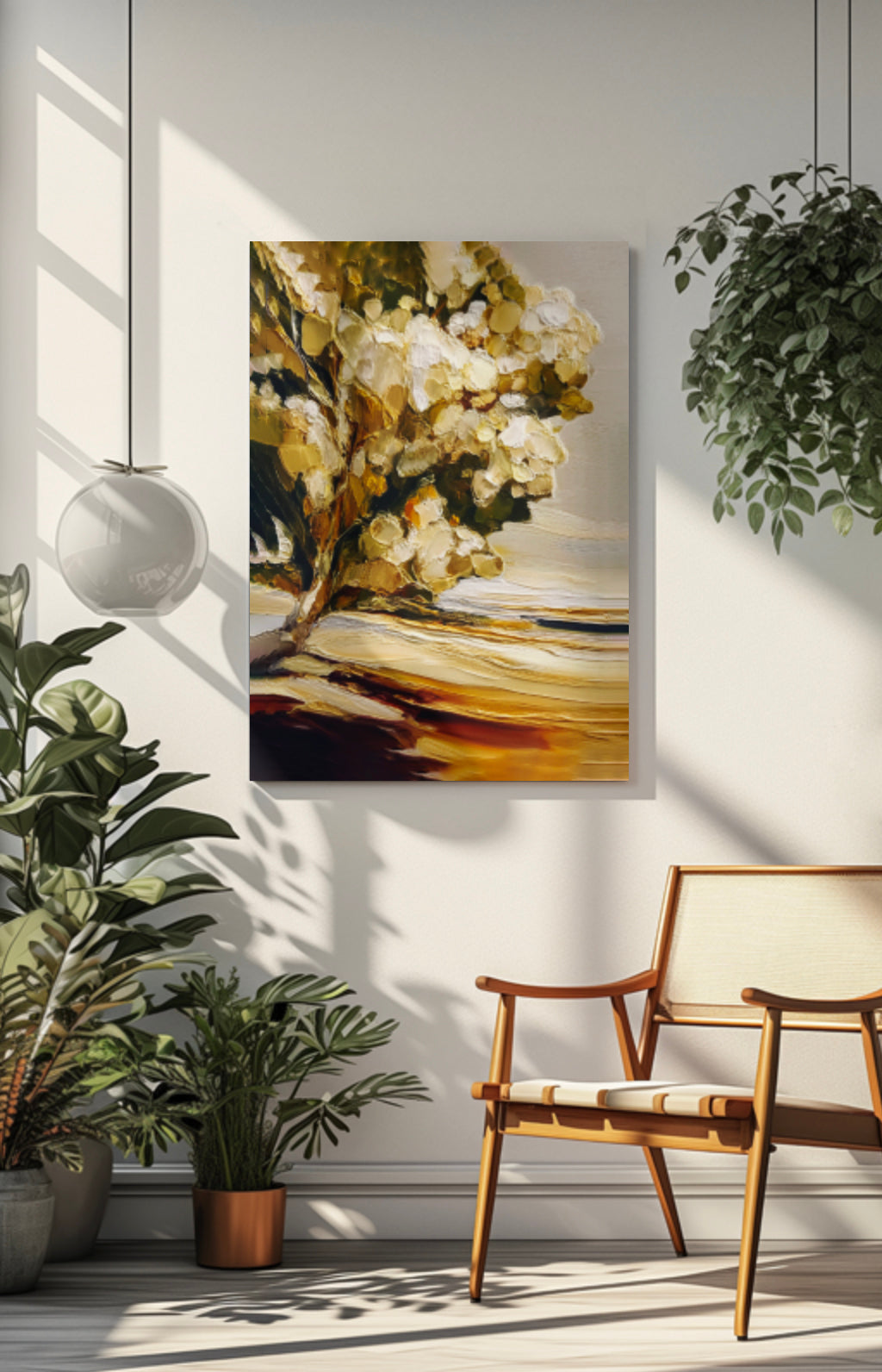 Impasto Ochre Flows - Premium Canvas Print Detail