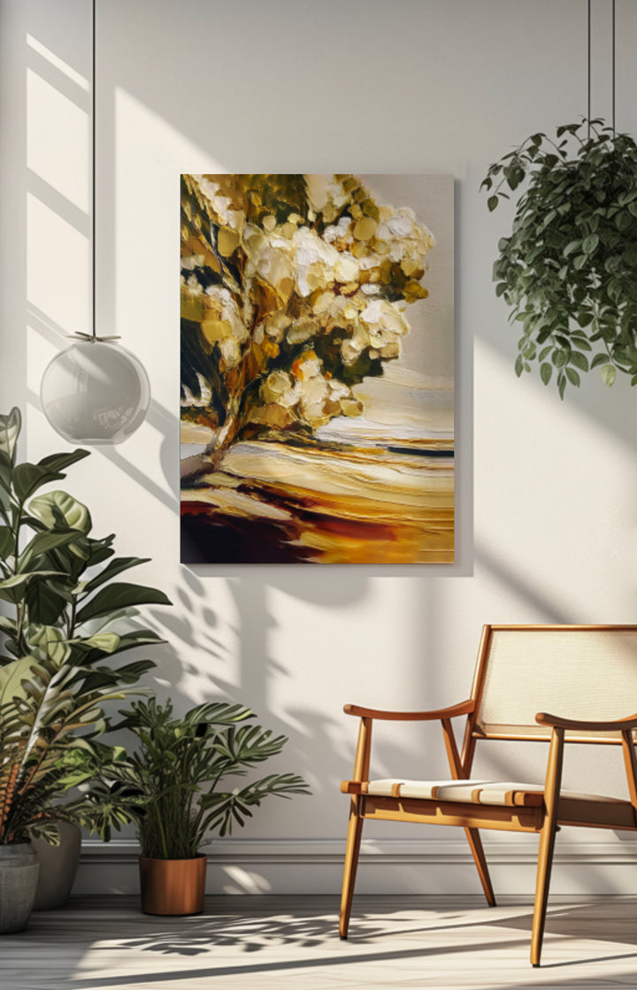 Impasto Ochre Flows - Premium Canvas Print Detail
