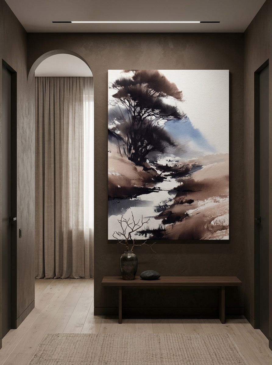Charcoal Ink Wash - Premium Canvas Print Detail