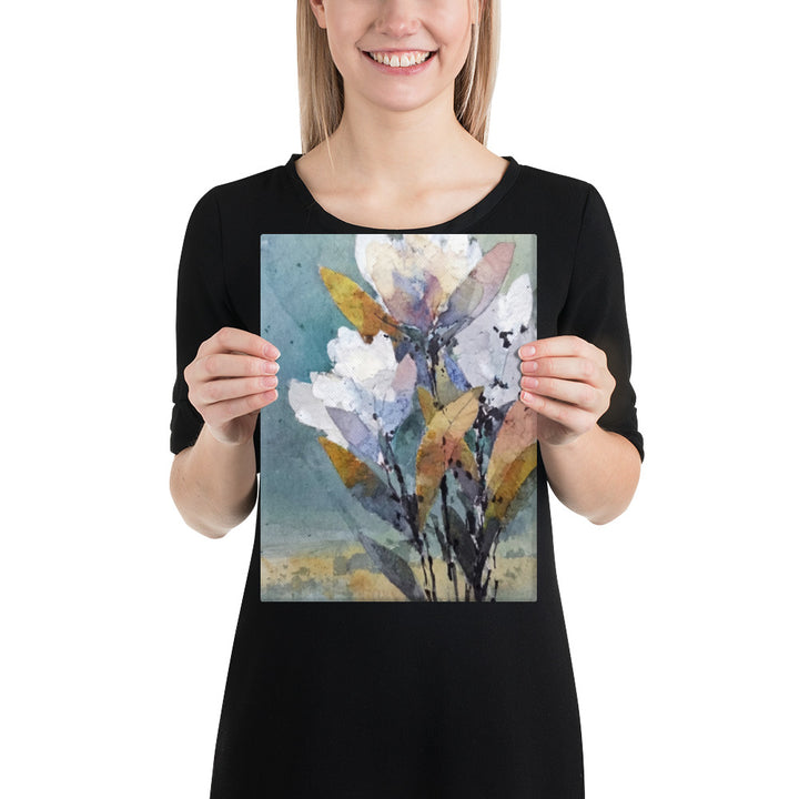 Soft Teal Blooms - 9x12 Gallery Wrapped