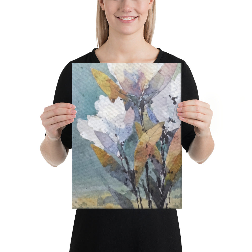 Soft Teal Blooms - 12x16 Gallery Wrapped