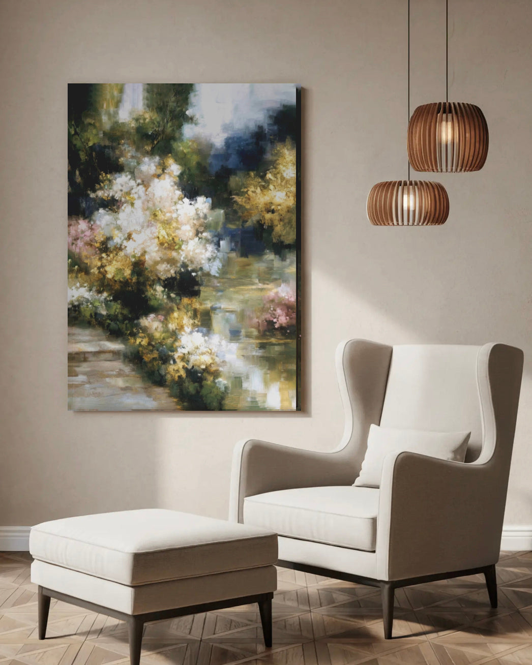 Golden Blossom Reverie - Premium Canvas Print Detail