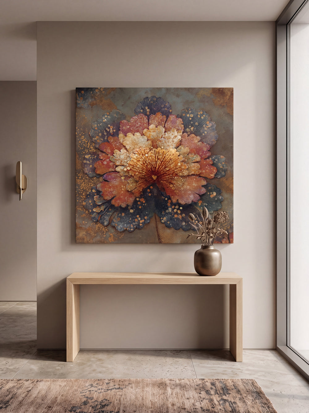 Rusted Layered Bloom - Premium Canvas Print Detail