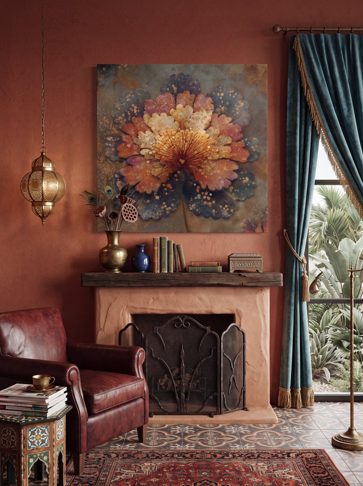 Rusted Layered Bloom - Premium Canvas Print Detail
