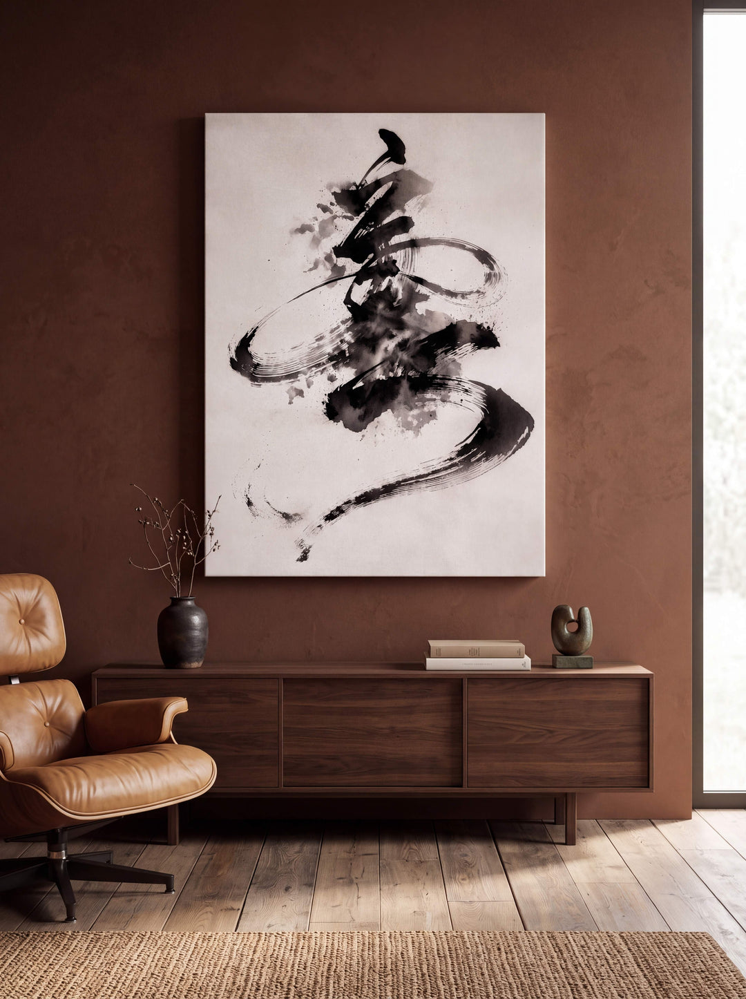 Ink Brush Flow - Premium Canvas Print Detail