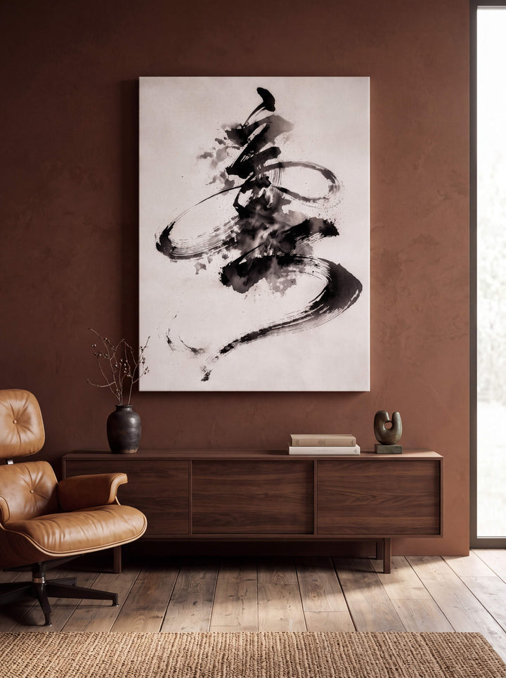 Ink Brush Flow - Premium Canvas Print Detail