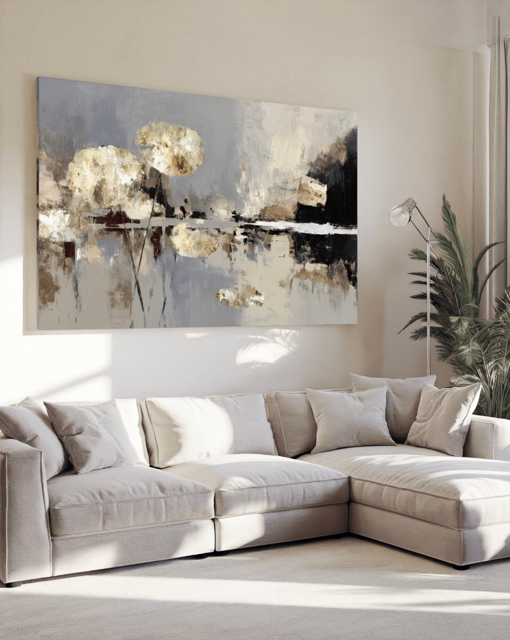 Slate Cream Horizons - Premium Canvas Print Detail