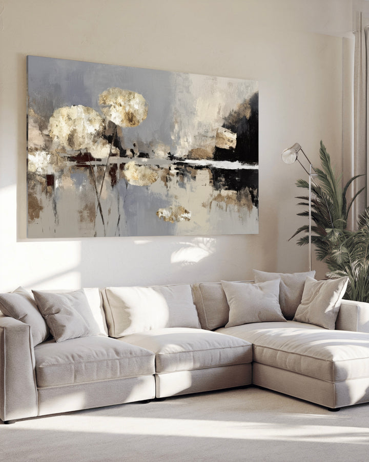 Slate Cream Horizons - Premium Canvas Print Detail