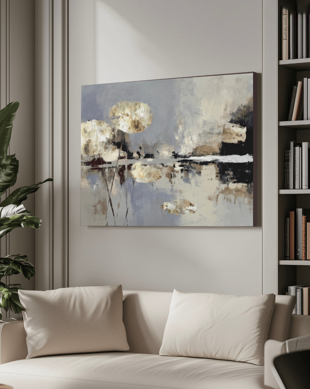 Slate Cream Horizons - Premium Canvas Print Detail