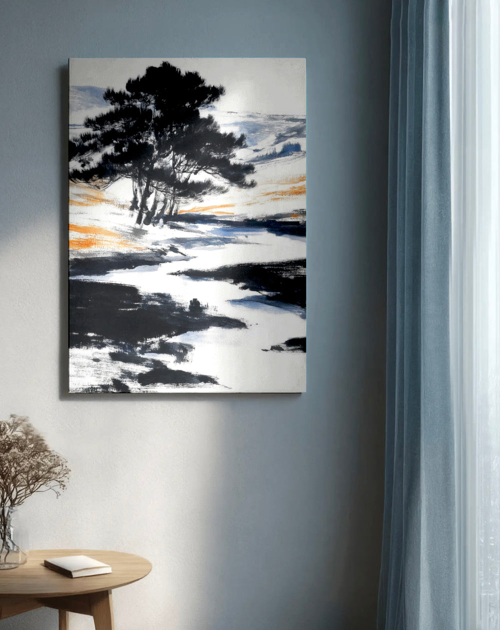 Zen Pine Silhouettes - Premium Canvas Print Detail