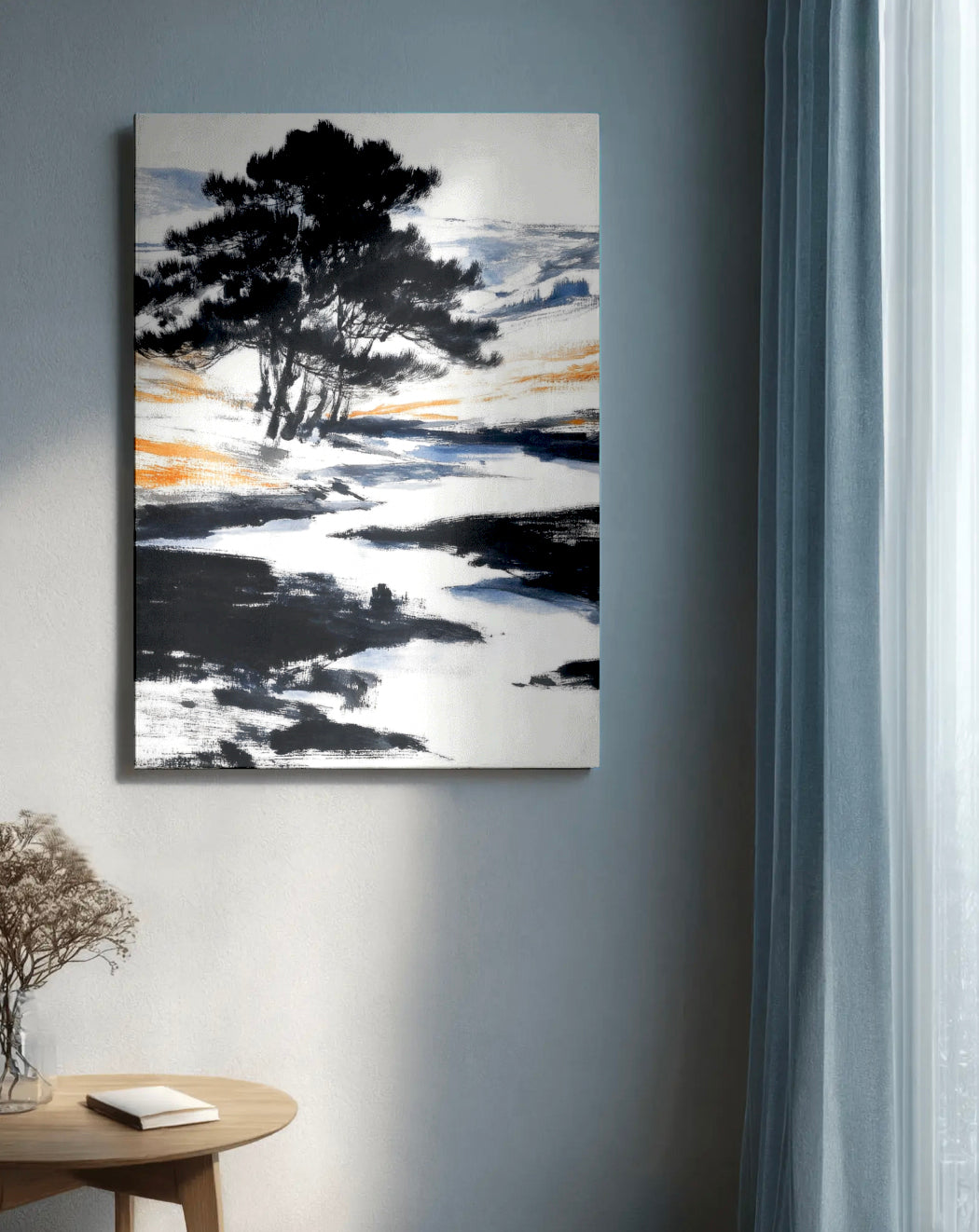 Zen Pine Silhouettes - Premium Canvas Print Detail