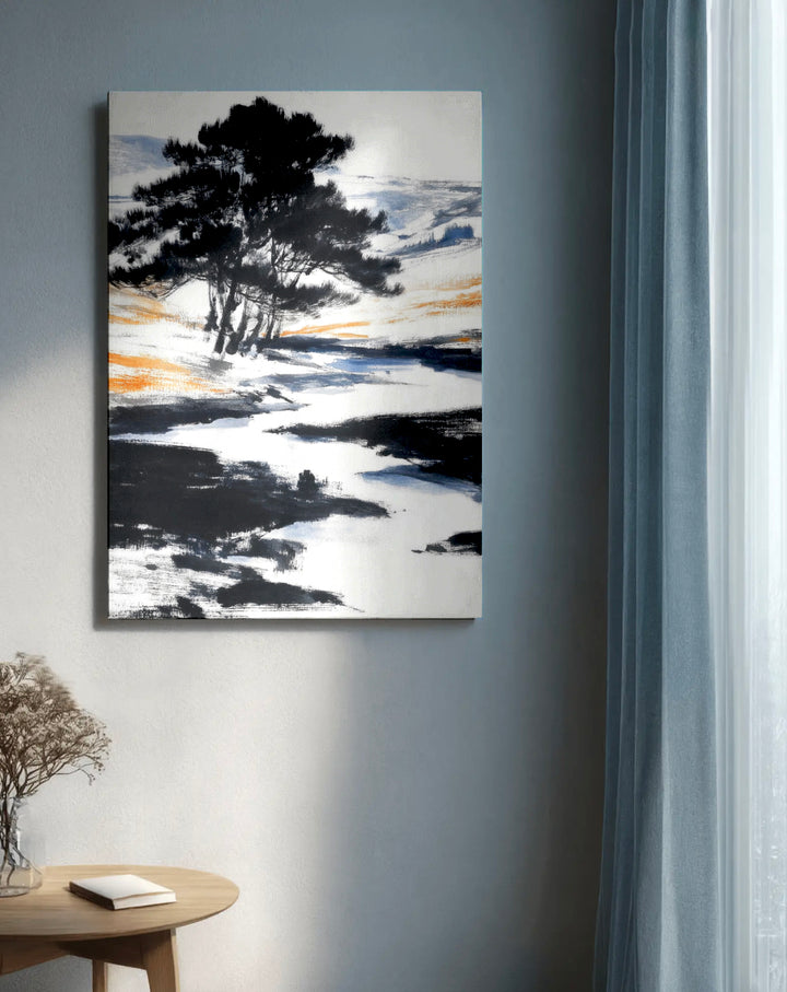 Zen Pine Silhouettes - Premium Canvas Print Detail