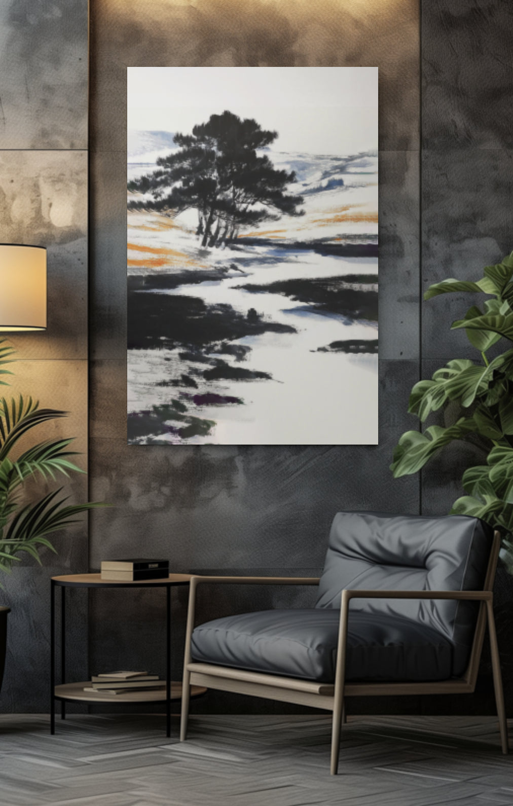 Zen Pine Silhouettes - Premium Canvas Print Detail