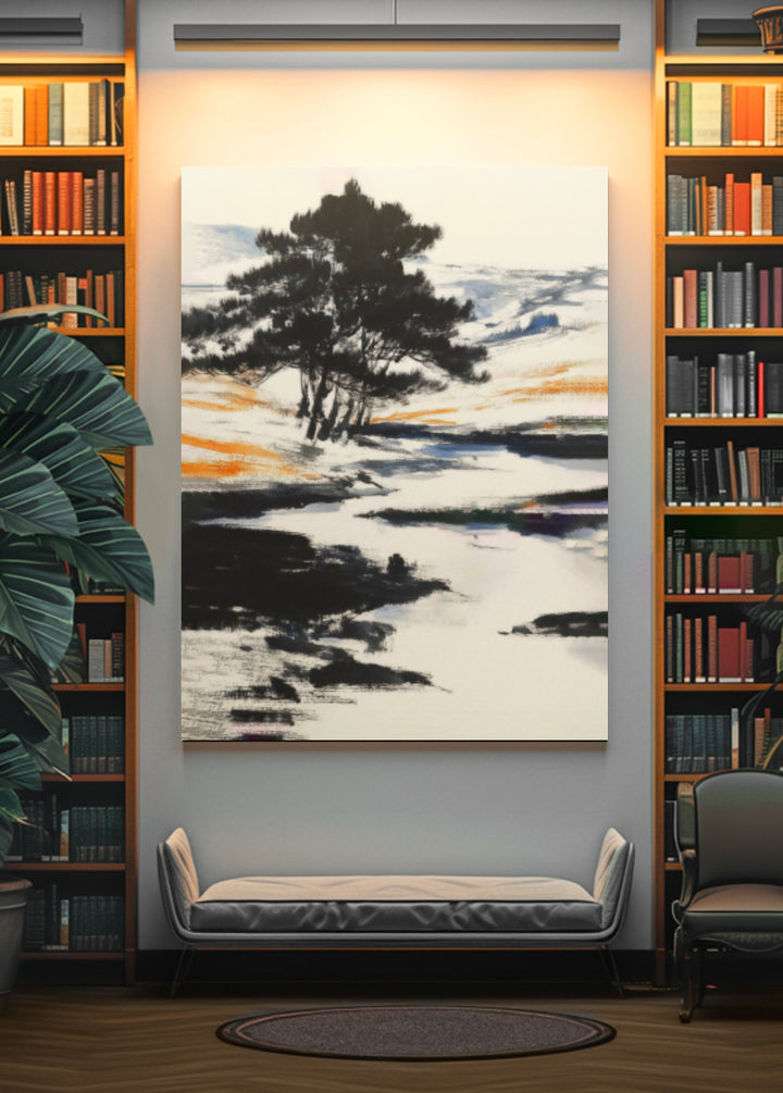 Zen Pine Silhouettes - Premium Canvas Print Detail