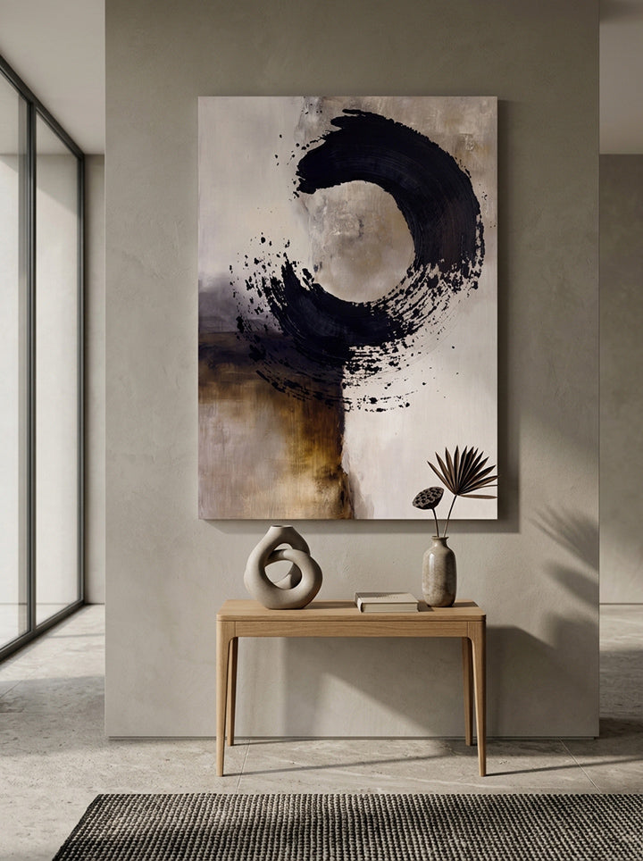 Enso Brush in Neutral Layers - Premium Canvas Print Detail
